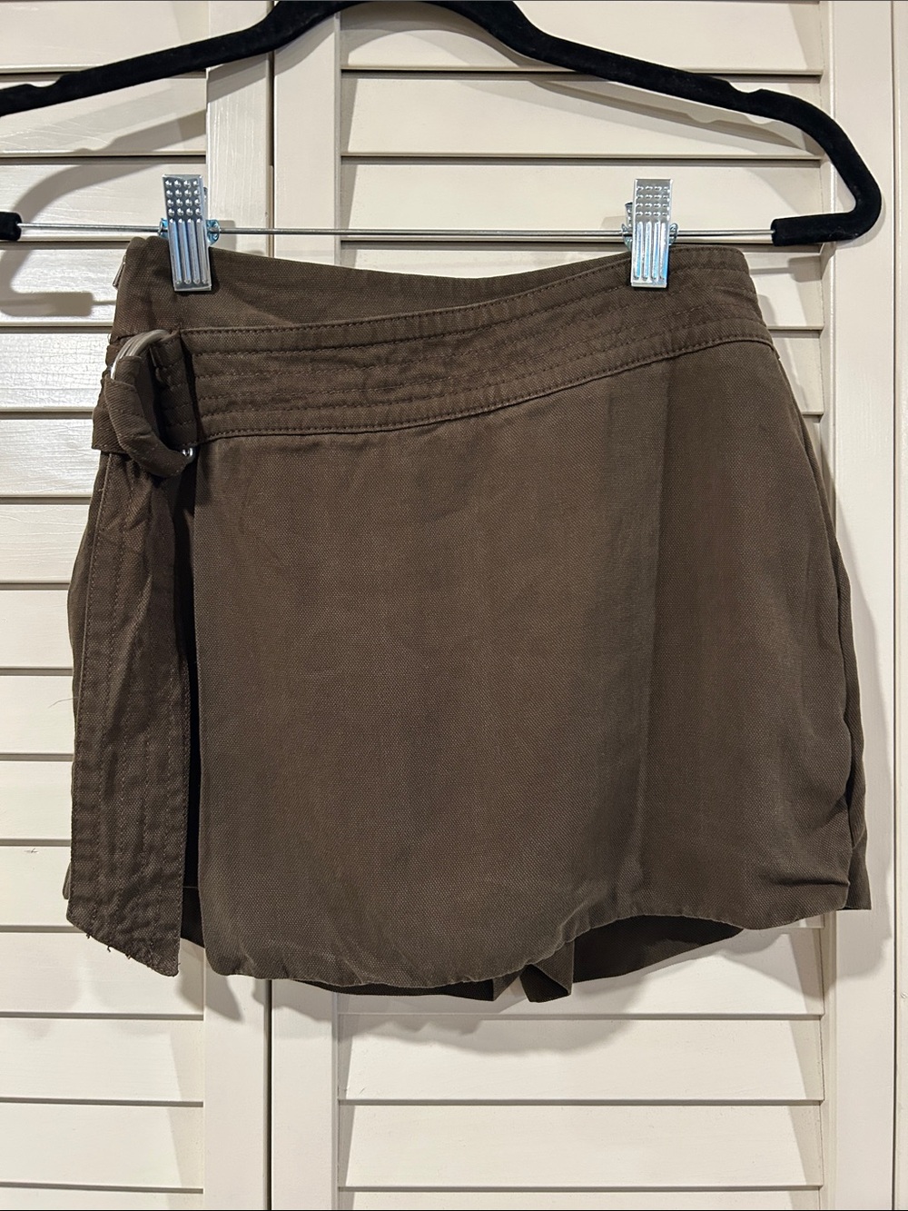 H&M Olive Brown Wrap Skort with Side Tie Size 2